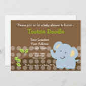 ベビー象の警官のベビーシャワーは振りかけます 招待状 (正面/裏面)