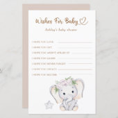 ベビー象の赤ちゃんシャワーの願いベビー (正面/裏面)