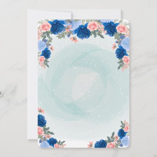 ベビー象の車のフローラベビーシャワー 招待状 (裏面)