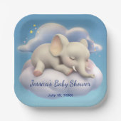 ベビー象の雲の赤ちゃんシャワー ペーパープレート (正面)