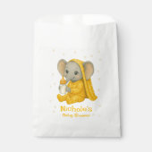 ベビー象の黄色のパジャマの赤ちゃんシャワー フェイバーバッグ (正面)