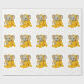 ベビー象の黄色のパジャマの赤ちゃんシャワー ラッピングペーパー (フラット)