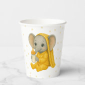 ベビー象の黄色のパジャマの赤ちゃんシャワー 紙コップ (裏面)