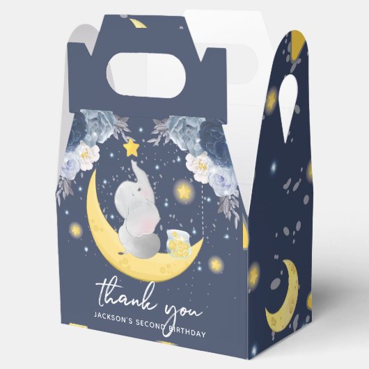 ベビー象オンムーン誕生日Iベビーシャワー フェイバーボックス (オープン)