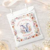 ベビー象ガールズバースデーパーティーパーソナライズされた フェイバーバッグ (クリップ留めされた状態)