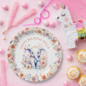 ベビー象ガールズバースデーパーティーパーソナライズされた ペーパープレート (パーティー)