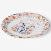 ベビー象ガールズバースデーパーティーパーソナライズされた ペーパープレート (アングル)