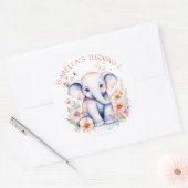 ベビー象ガールズバースデーパーティーパーソナライズされた ラウンドシール (封筒)