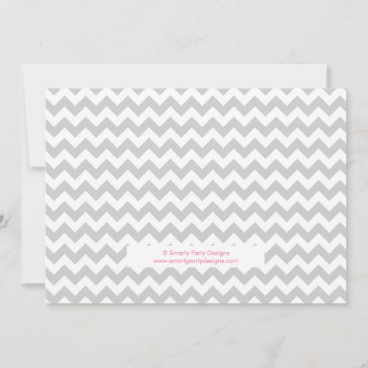 ベビー象ガールベビーシャワーピンクサンキューカード 招待状 (裏面)