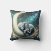 ベビー象クレセントムーンで眠る クッション (正面)