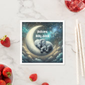 ベビー象クレセントムーンで眠る スタンダードカクテルナプキン (インサイチュ)