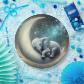 ベビー象クレセントムーンで眠る ペーパープレート (パーティー)