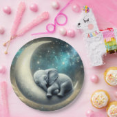 ベビー象クレセントムーンで眠る ペーパープレート (パーティー)