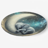 ベビー象クレセントムーンで眠る ペーパープレート (アングル)