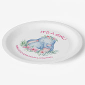 ベビー象トロピカルフラワーベビーシャワー ペーパープレート (アングル)