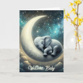 ベビー象ニュー誕生おめでとう カード (黄色い花)