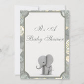 ベビー象ノンジェンダーベビーシャワー招待状 招待状 (正面)