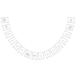 ベビー象バブルバスガールベビーシャワー バンティングフラッグ