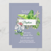 ベビー象バプテスムバウティゾバウティスモの招待 招待状 (正面/裏面)