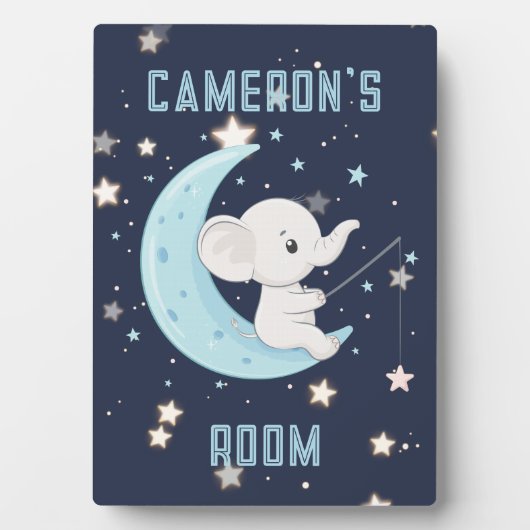 ベビー象パーソナライズされた象魚釣り4スターズプラーク フォトプラーク (正面)