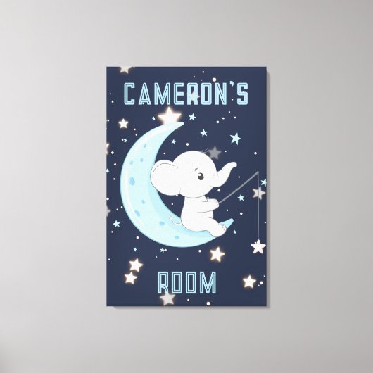 ベビー象パーソナライズされた魚釣り4スターズポスター キャンバスプリント (正面)