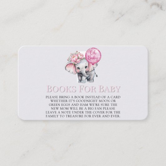 ベビー象ピンクバルーンベビー エンクロージャーカード (正面)