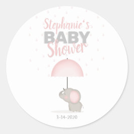 ベビー象ピンクベビーシャワー ラウンドシール