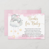 ベビー象ピンク金ゴールドはベビーの本を星にする エンクロージャーカード (正面/裏面)