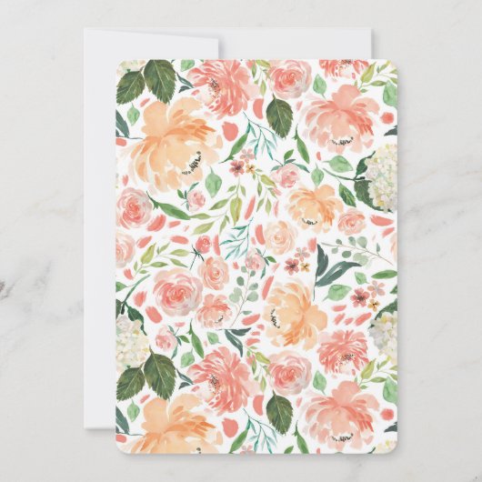 ベビー象ピーチクリームガールシャワー招待 招待状 (裏面)