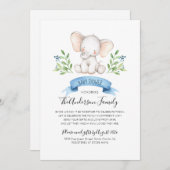 ベビー象ベビーシャワーバイメール長距離 招待状 (正面/裏面)