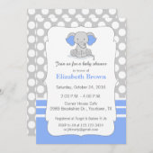 ベビー象ベビーシャワー招待状ブルー 招待状 (正面/裏面)