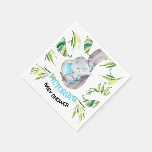 ベビー象ベビーシャワー誕生日ボーイ スタンダードカクテルナプキン (角)