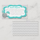 ベビー象ボーイベビーシャワーティール（緑がかった色）ブックリクエスト エンクロージャーカード (正面/裏面)