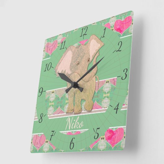ベビー象壁時計 スクエア壁時計 (傾斜)
