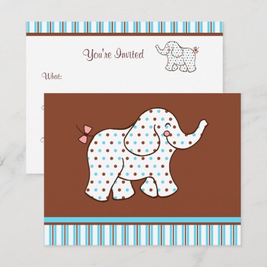 ベビー象招待状 招待状 (正面/裏面)