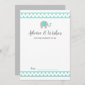 ベビー象水玉模様オンホワイトシャワーアドバイス アドバイスカード (正面/裏面)