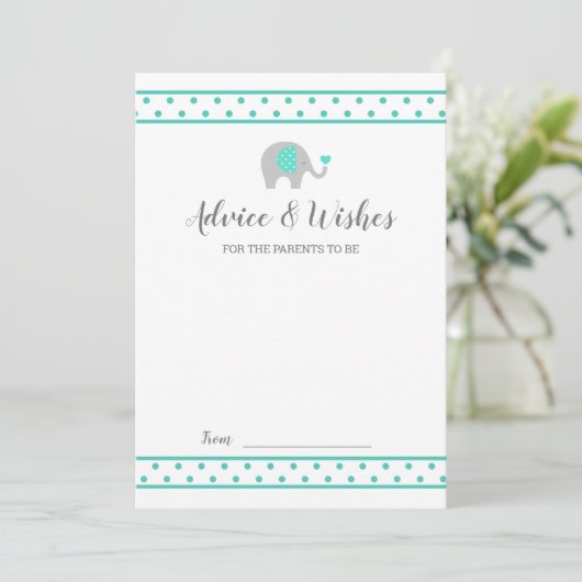 ベビー象水玉模様オンホワイトシャワーアドバイス アドバイスカード (スタンド正面)