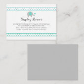 ベビー象水玉模様オンホワイトディスプレイシャワー エンクロージャーカード (正面/裏面)