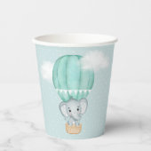 ベビー象淡い色の緑ホットエアバルーンシャワー 紙コップ (正面)