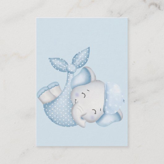 ベビー象男の赤ちゃんシャワー用の本 エンクロージャーカード (裏面)