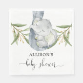 ベビー象男女兼用の水色 スタンダードランチョンナプキン (正面)