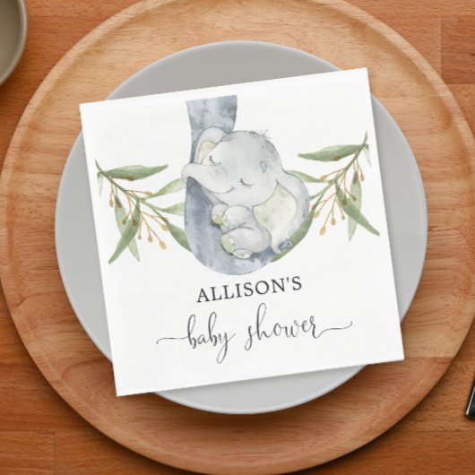 ベビー象男女兼用の水色 スタンダードランチョンナプキン