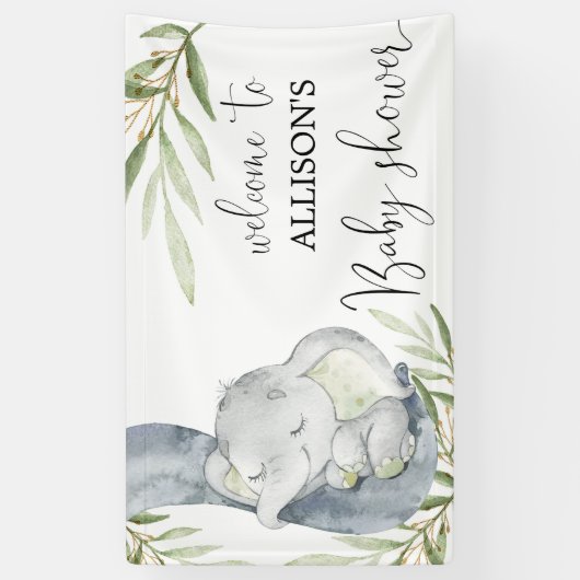ベビー象男女兼用の赤ちゃんシャワー背景 横断幕 (縦)