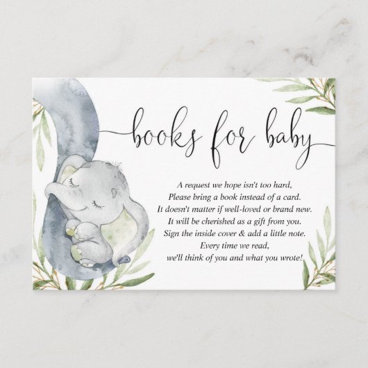 ベビー象男女兼用赤シャワー用の本 エンクロージャーカード (正面)