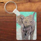 ベビー象絵画のキーチェーン キーホルダー (正面)