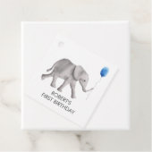 ベビー象誕生日ギフトラベル、青と灰色 フェイバータグ (インサイチュ)