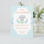 ベビー象誕生日招待状 招待状 (スタンド正面)
