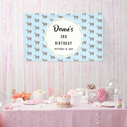 ベビー象誕生日歓迎 横断幕