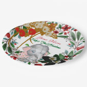 ベビー象1stクリスマスボタニカルグリーンリース ペーパープレート (アングル)