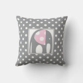 ベビー象 |ピンク&グレー水玉模様 クッション (裏面)